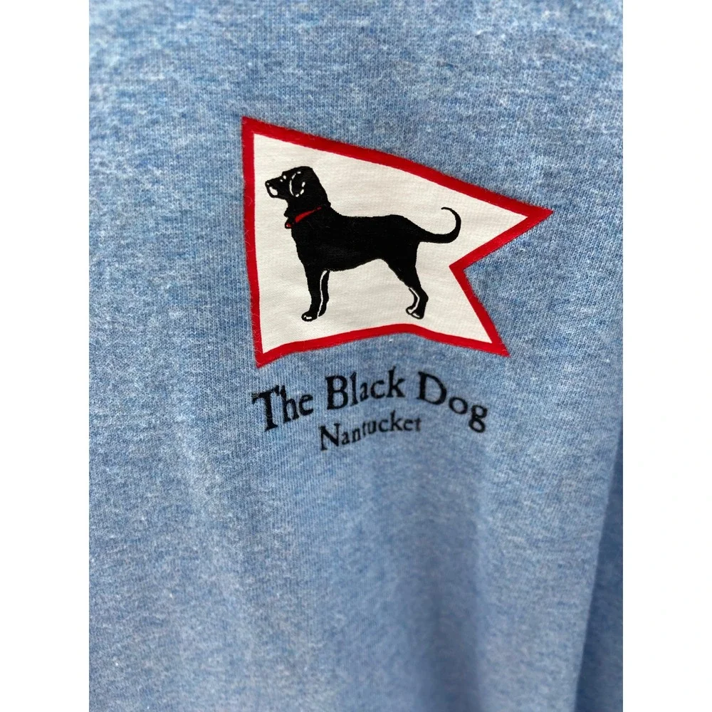 The Black Dog Long Sleeve T Shirt Blue Nantucket Graphic Crew Neck Small